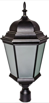 Dabmar Lighting GM235-L20-30K-B-FR Cast Alum Post Top Fixture 120V-277V G24 LED 20W 30K Frost in Black Finish