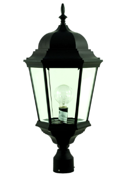Dabmar Lighting GM235-L20-50K-B Cast Alum Post Top Fixture 120V-277V G24 LED 20W 5000K in Black Finish