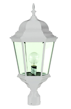 Dabmar Lighting GM235-L20-50K-W Cast Alum Post Top Fixture 120V-277V G24 LED 20W 5000K White Finish