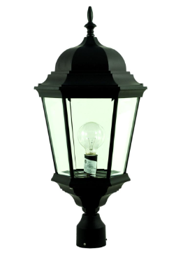 Dabmar Lighting GM235-L30-65K-B Cast Alum Post Top Fixture 85V-265V E26 LED 30W 6500K Black Finish