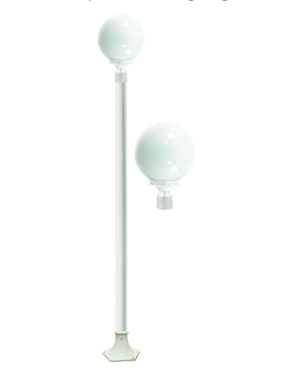 Dabmar Lighting GM2401-W Cast Aluminium 1 Post Top Fixture Pole + Base E26 No Lamp, Voltage 120V, White Finish