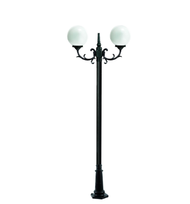 Dabmar Lighting GM2402-L18-40K-BZ Cast Aluminum 2 Post Top Fixture Pole + Base, GU24, 2X LED, Color Temperature 4000K, Bronze Finish