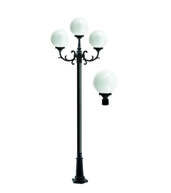 Dabmar Lighting GM2403-B Cast Aluminum 3 Post Top Fixture Pole + Base, E26, 3X, No Lamp, Black Finish