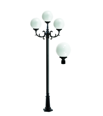 Dabmar Lighting GM2403-BZ Cast Aluminum 3 Post Top Fixture Pole + Base, E26, 3X, No Lamp, Bronze Finish