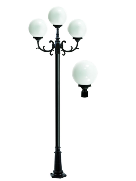 Dabmar Lighting GM2403-L27-40K-B Cast Alum 3 Post Top Fixture Pole + Base 120V GU24 3X LED 27W 4000K in Black Finish