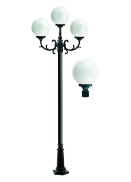 Dabmar Lighting GM2403-L27-40K-VG Cast Alum 3 Post Top Fixture Pole + Base 120V GU24 3X LED 27W 4000K in Verde Green Finish