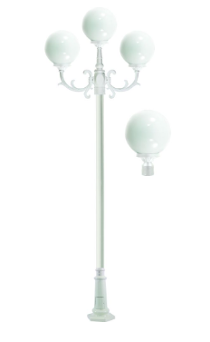 Dabmar Lighting GM2403-L27-40K-W Cast Alum 3 Post Top Fixture Pole + Base 120V GU24 3X LED 27W 4000K in White Finish