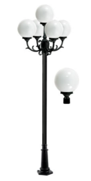 Dabmar Lighting GM2405-B Emily 5 Light Post Light Incandescent Fixture in Black Finish