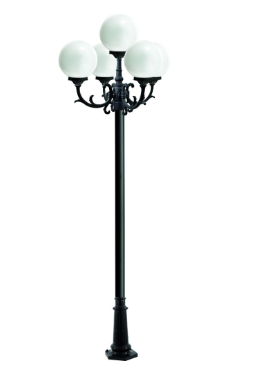 Dabmar Lighting GM2405-L30-30K-B Cast Alum 5 Post Top Fixture Pole + Base 120V E26 5X LED 30W 3000K in Black Finish