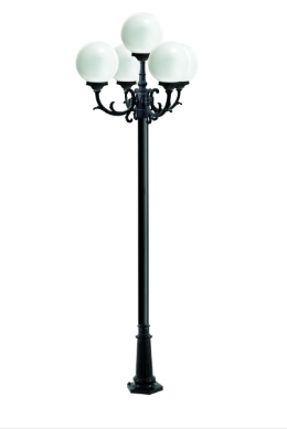 Dabmar Lighting GM2405-L30-60K-B Cast Alum 5 Post Top Fixture Pole + Base 120V E26 5X LED 30W 6000K in Black Finish