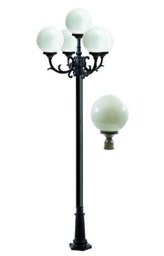 Dabmar Lighting GM2405-L30-60K-BZ Cast Alum 5 Post Top Fixture Pole + Base 120V E26 5X LED 30W 6000K in Bronze Finish