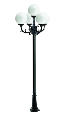 Dabmar Lighting GM2405-L30-RGBW-BZ Cast Alum 5 Post Top Fixture Pole + Base 86V-265V E26 5X LED 30W RGBW in Bronze Finish