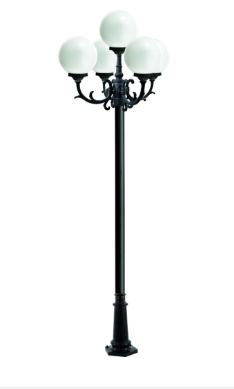 Dabmar Lighting GM2405-L45-27K-B Cast Alum 5 Post Top Fixture Pole + Base 120V GU24 5X LED 45W 2700K in Black Finish