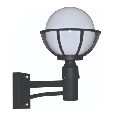 Dabmar Lighting GM265-L9-27K-B Cast Aluminum Globe Wall Fixture, GU24, Color Temperature 2700K, Black Finish