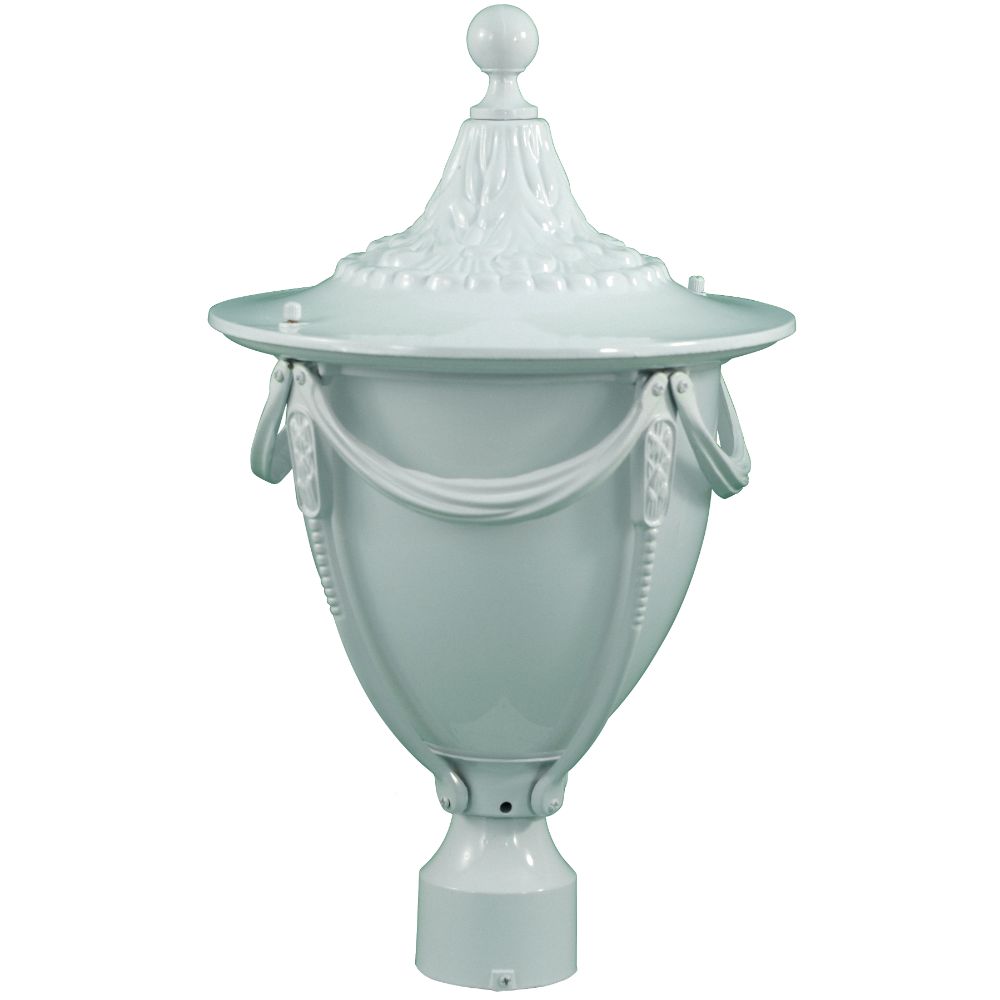 Dabmar Lighting GM480-L9-40K-W LED Cast Aluminum Post Top Fixture, 120V, GU24, Color Temperature 4000K, White Finish