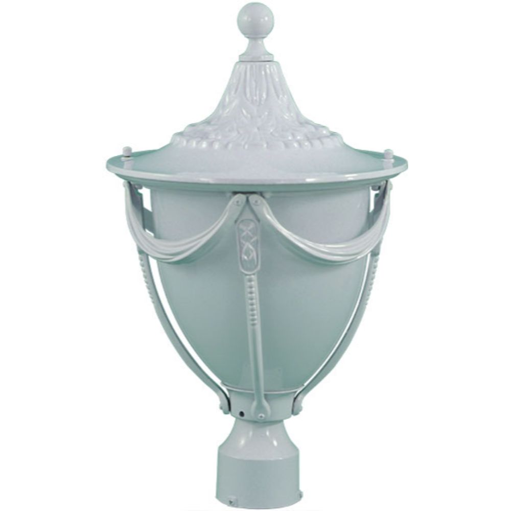 Dabmar Lighting GM480-W Powder Coated Cast Aluminum Post Top Light Fixture, White Finish
