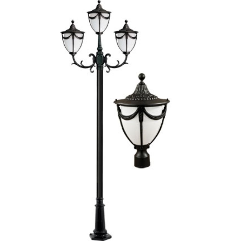 Dabmar Lighting GM4803-B Rachel 3 Post Light Incandescent Fixture, Black Finish