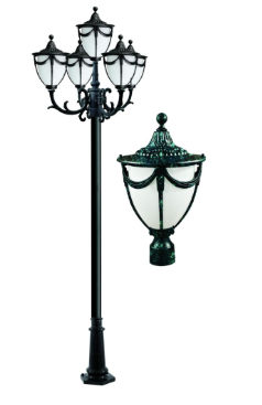 Dabmar Lighting GM4805-VG Rachel Cast Aluminum 5 Post Top Fixture Pole + Base E26 5X No Lamp, Voltage 120V, Verde Green Finish