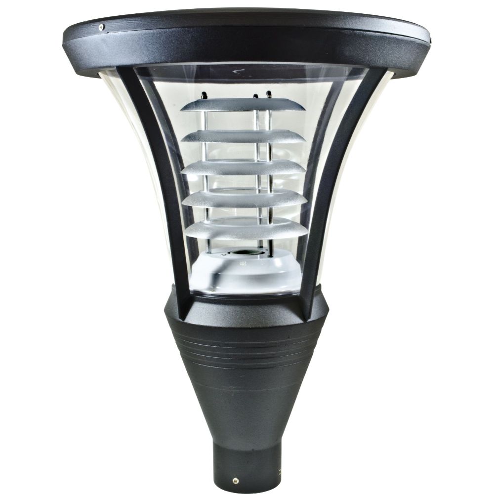 Dabmar Lighting GM640-L20-30K-B LED Cast Aluminum Post Top Light Fixture, 120V-277V, G24, Color Temperature 3000K, Black Finish