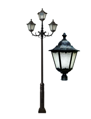 Dabmar Lighting GM8123-L90-30K-VG Cast Aluminum 3 Post Top Fixture Pole + Base, E26, 3X LED, Color Temperature 3000K, Verde Green Finish