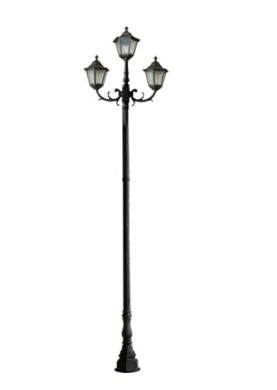 Dabmar Lighting GM8125-B Cast Aluminum 5 Post Top Fixture Pole + Base, E26, No Lamp, Black Finish