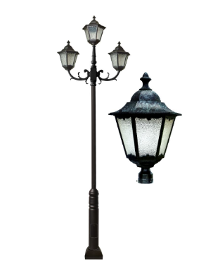 Dabmar Lighting GM8125-L100-30K-VG Cast Aluminum 5 Post Top Fixture Pole + Base, G24, 5X LED, Color Temperature 3000K, Verde Green Finish