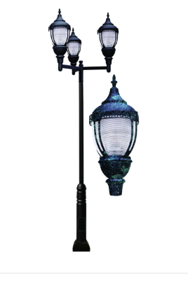 Dabmar Lighting GM9101-L80-50K-VG Cast Alum 1 Post Top Fixture Pole + Base 120V-277V E39 LED 80W 5000K in Verde Green Finish
