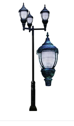 Dabmar Lighting GM9102-L108-30K-VG Cast Alum 1 Post Top Fixture Pole + Base 120V-277V E39 2X LED 108W 3000K in Verde Green Finish