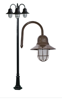 Dabmar Lighting GM9913-L27-27K-BZ Cast Aluminum 3 Post Fixture Pole + Base, GU24, 3X LED, Color Temperature 2700K, Bronze Finish