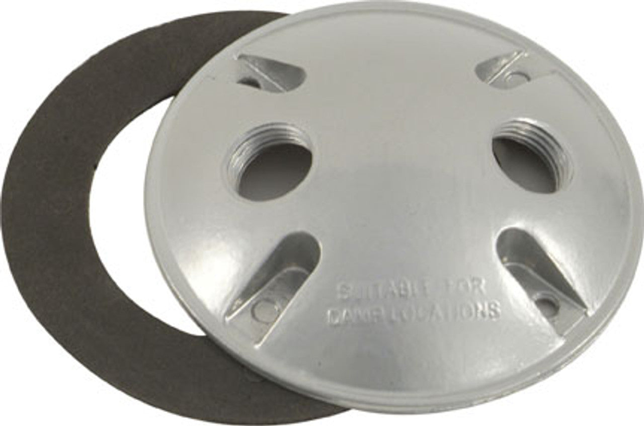 Dabmar Lighting P-11-2/GREY Cast Aluminum Female Round Box Cover with Two 1/2" Hole, Gray Finish