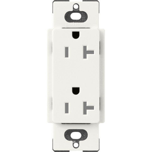 Lutron SCRS-20-TR-GL Claro 20A 125V Tamper Resistant Duplex Receptacle, Glacier White Finish
