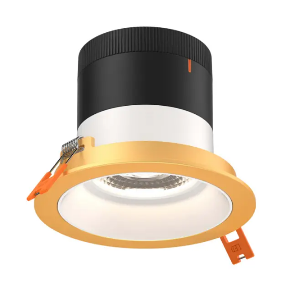 Dals Lighting RC03-CC-60-RGWH-TGD Versa 3" White Modular Downlight, 60 degree Beam Angle Wattage & CCT Selectable - Gold Trim