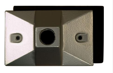 Dabmar Lighting P-12 Cast Aluminum Female Rectangular Box Cover with One 1/2" Hole, Gray Finish