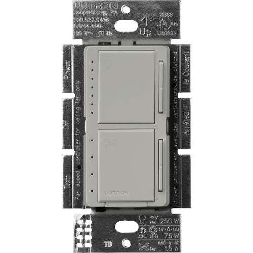 Lutron MACL-LFQ-GR Maestro Quiet 4-Speed Fan and Light Control, Single Pole, 1.5A Fan, 75W LED/CFL, 250W Incandescent/Halogen, Gray Finish
