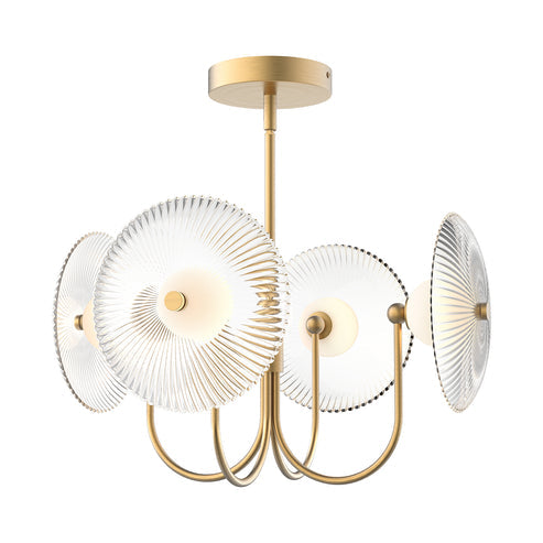 Alora Mood PD417904BGCR-UNV Hera 21-in Pendant Ceiling Light - CCT: 3000K - Finish: Brushed Gold/Clear Ribbed Glass