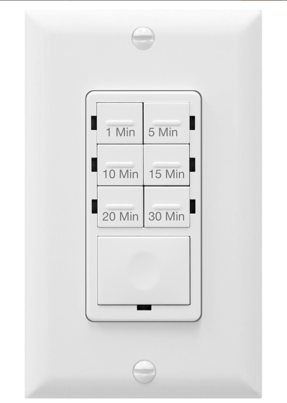 Enerlites HET06A-R-W In-Wall Preset Countdown Timer Switch (1 Minute-30 Minutes) - White