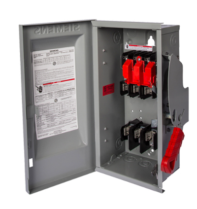 Siemens HF364 480/600 VAC 250/600 VDC 200 Amp 3-Pole 3-Wire NEMA 1 Heavy Duty Fusible Safety Switch