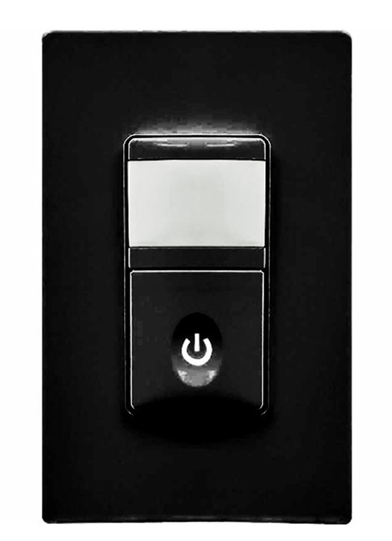 Enerlites HMVS-J-BK BLACK SINGLE POLE VACANCY SECURED GROUND WIRE OCCUPANCY SENSOR SWITCH