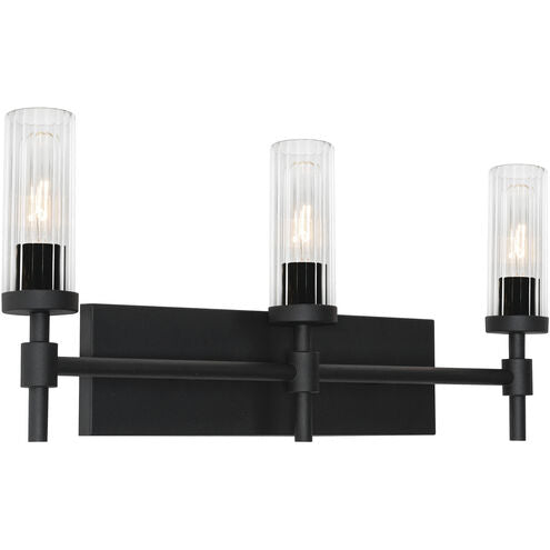 AFX Lighting HNTV2411MBBK Huntington 3 Light 24 inch Vanity Light Wall Light in Black Finish