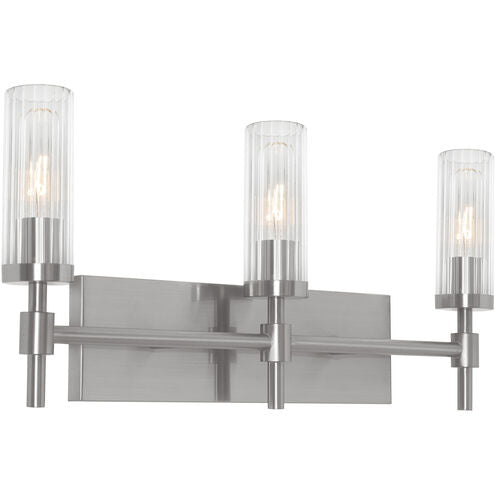 AFX Lighting HNTV2411MBSN Huntington 3 Light 24 inch Vanity Light Wall Light in Satin Nickel Finish