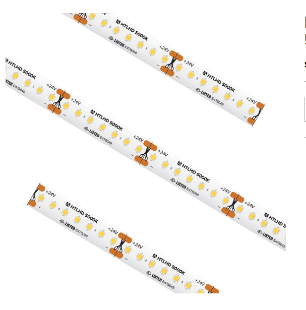American Lighting HTLHD-CW-27 HTL HD High Output Trulux LED Strip, 24V, 5000K, 27ft Reel with 5 Connectors, 3.65W/ft, IP54, 94+ CRI, 1.51" Cut, 16.4' Max Run