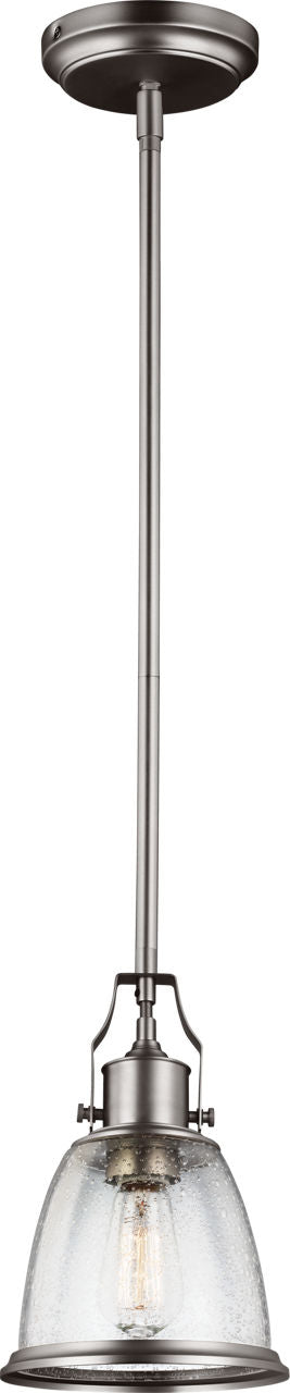Generation Lighting Hobson 1 Light 7.5 inch Satin Nickel Pendant Ceiling Light with Clear Seeded Glass