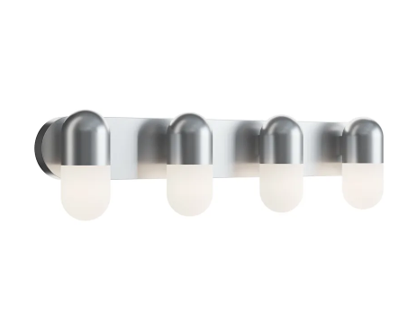 AFX Lighting IRVV3206LAJUDSN Irvine 4 Light 33 Inch Wide LED Vanity Light with Frosted Glass Shades, Watt 36W, Selectable 5CCT Satin Nickel Finish