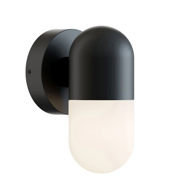 AFX Lighting IRVW0408LAJUDBK Irvine 8 Inch Tall LED Outdoor Wall Sconce with Frosted Glass Shade, Watt 8W, Selectable 5CCT Black Finish