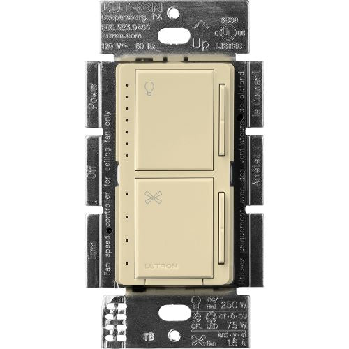 Lutron MACL-LFQ-IV Maestro Quiet 4-Speed Fan and Light Control, Single Pole, 1.5A Fan, 75W LED/CFL, 250W Incandescent/Halogen, Ivory Finish