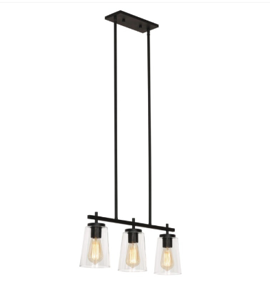 AFX Lighting JNNP0523MBBK Joanna 3-light LED Linear Pendant Light - 120v - Textured Black Finish