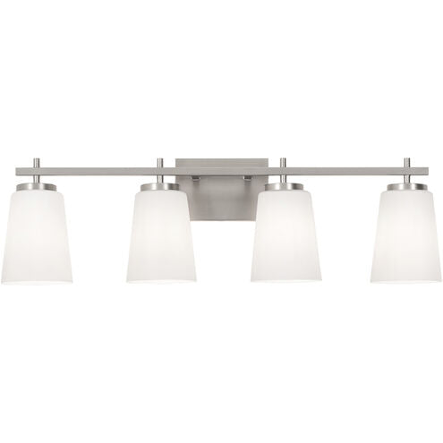 AFX Lighting JNNV3309MBSN LED Joanna 4 Light 32" Wide Vanity Light W/ Clear Glass Shades & Satin Nickel Finish