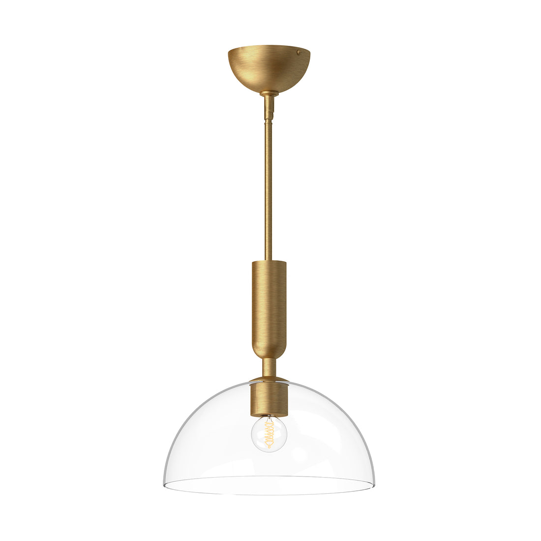 Alora Mood PD563012BGCL Jude 12" Pendant, Brushed Gold/Clear Glass, E26 Socket, 60W Max, Adjustable Rod Length, Dry Location