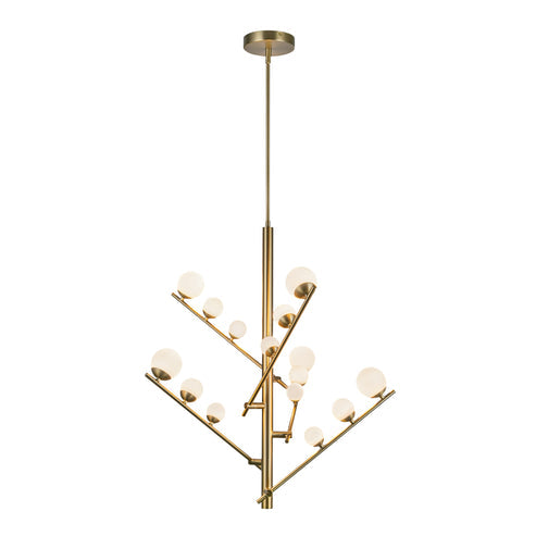 Kuzco Lighting CH55530-BG/OP-UNV Cypress 5 Head Chandelier Ceiling Light - CCT: 3000K - Finish: Brushed Gold/Opal Glass