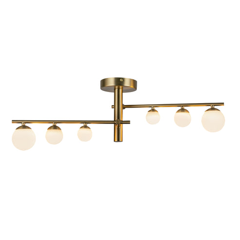 Kuzco Lighting SF55525-BG/OP-UNV Cypress 2 Head Semi-Flush Mount Ceiling Light - CCT Selectable - CCT:3000K - Finish: Brushed Gold/Opal Glass